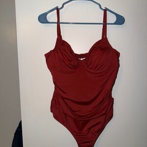 Shade & Shore Deep Red One Piece Swimsuit